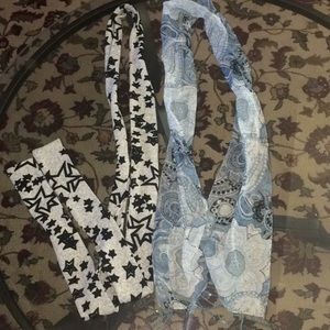 Bundle of 1 Thin Scarf and 1 Belt Loop Tie NWOT